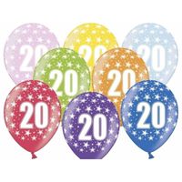 12x stuks verjaardag ballonnen 20 jaar thema met sterretjes - thumbnail