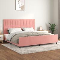 Bedframe met hoofdeinde fluweel roze 200x200 cm