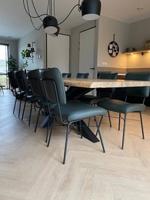 Set van 8 leren eetkamerstoelen - groen leer - Echt leer, Industrieel, ontdek de vele Leersoorten en Kleuren bij ShopX