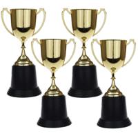Gouden trofee/prijs beker met oren - 4x - 22 cm - met ruimte voor tekst - kunststof