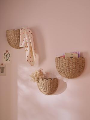 Set van 3 manden wanddecoraties FESTON beige