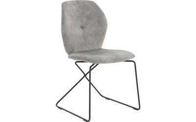 Goossens Excellent Eetkamerstoel Manzini grijs velvet stof leuning, modern design