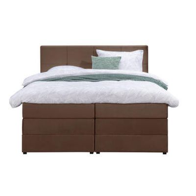 Boxspring met opbergruimte Liv geblokt - bruin - 120x200 cm - Leen Bakker