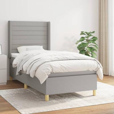 Boxspring met matras stof lichtgrijs 90x190 cm