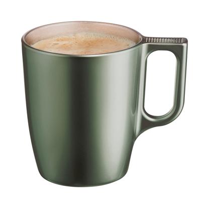 Koffiemokken Monaco - 1x stuks - Hard Glas - groen - 250 ml - 9 cm - Flashy metallic finish