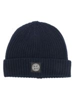 Stone Island bonnet nervuré à patch logo - Bleu - thumbnail