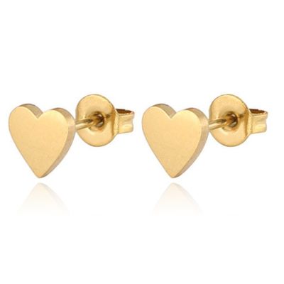 Cilla Jewels oorknoppen Edelstaal Hartje Goudkleurig