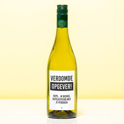 Wijnfles Opgever Pensioen - Wit (Sauvignon Blanc)