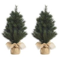 2x Kerst kunstkerstbomen groen 45 cm versiering/decoratie   -