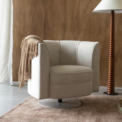 Dutchbone Draaifauteuil 'Flower' Geweven stof, kleur Beige