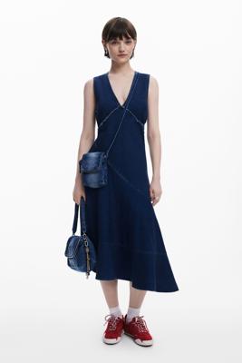 Asymmetrische midi spijkerjurk - BLUE - L