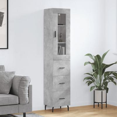 Hoge kast 34,5x34x180 cm bewerkt hout betongrijs