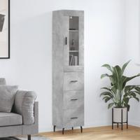 Hoge kast 34,5x34x180 cm bewerkt hout betongrijs