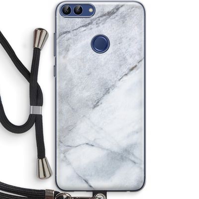 Witte marmer: Huawei P Smart (2018) Transparant Hoesje met koord