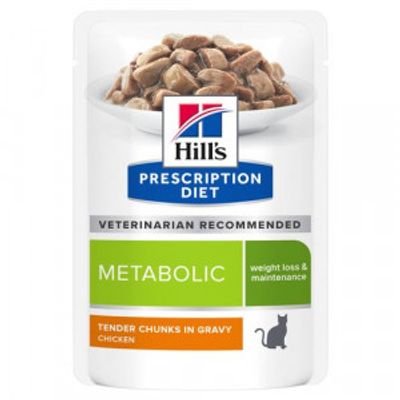 Hill&apos;s Prescription Diet Metabolic Weight Management nat kattenvoer maaltijdzakje multipack 8 dozen (96 x 85 g)