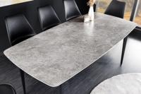 Design eettafel MILANO 160 cm grijs keramiek gemarmerd zwart metalen poten - 44767