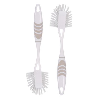 Afwasborstel met ophang lus - 2x stuks - grijs - 29 cm