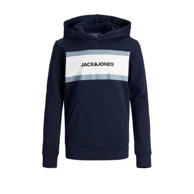 JACK & JONES JUNIOR hoodie Shake met logo donkerblauw