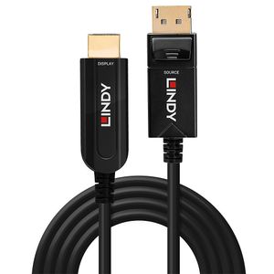 LINDY 38490 DisplayPort-kabel DisplayPort / HDMI / Glasvezel Adapterkabel DisplayPort-stekker, HDMI-A-stekker 10.00 m Zwart Ultra HD-HDMI