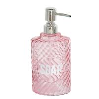 Gerimport Zeeppompje/dispenser - parel roze - glas - 500 ml - navulbaar - toilet/badkamer/keuken