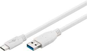 USB 3.2 GEN 1 (USB3.0) Aansluitkabel - USB-C naar USB-A - 5Gbit/s - USB adapter - OTG kabel - USB-C naar USB-A aansluitkabel - 1m - 5Gbit/s - GEN 1 - wit