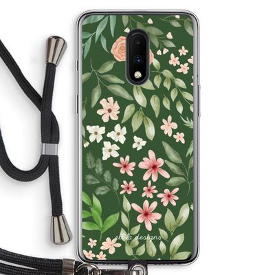 Botanical green sweet flower heaven: OnePlus 7 Transparant Hoesje met koord