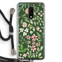 Botanical green sweet flower heaven: OnePlus 7 Transparant Hoesje met koord