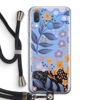 Flowers with blue leaves: Samsung Galaxy A40 Transparant Hoesje met koord Flowers with blue leaves: Samsung Galaxy A40 Transparant Hoesje met koord