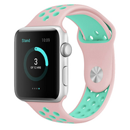 Sportbandje - Maat: M/L - Roze + Groen - Geschikt voor Apple Watch 44mm / 45mm / 46mm / 49mm Sportbandje - Maat: M/L - Roze + Groen - Geschikt voor Apple Watch 44mm / 45mm / 46mm / 49mm