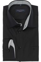 Casa Moda Comfort Fit Overhemd zwart, Effen - thumbnail