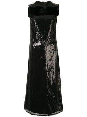 Yang Li robe mi-longue brodée de sequins - Noir