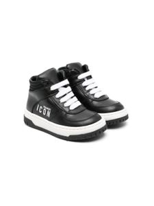 DSQUARED2 KIDS logo-print hi-top leather sneakers - Noir