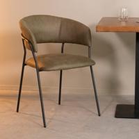 LABEL51 Eetkamerstoel Luuk - Moss - Micro Suede - Black Frame