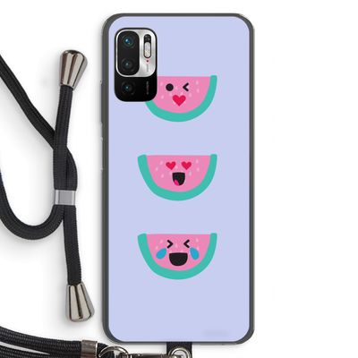 Smiley watermeloen: Xiaomi Redmi Note 10 5G Transparant Hoesje met koord
