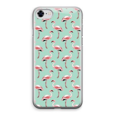 Flamingoprint groen: iPhone 8 Transparant Hoesje