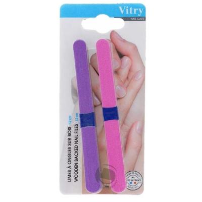 Vitry Nail Care Wooden Backed Nail Files 12cm Vijl Ref.86 6Stuks