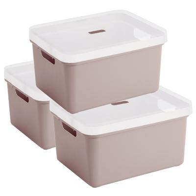 Sunware opbergbox - 3x stuks - 32 liter - roze - kunststof - transparante deksel - 45x35x24 cm