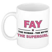 Naam cadeau mok/ beker Fay The woman, The myth the supergirl 300 ml   -