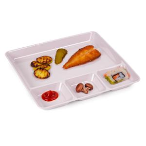 Plasticforte Vakjesborden - 1x stuks - roze - gourmetbord - 4-vaks - kunststof - 26 x 24 cm