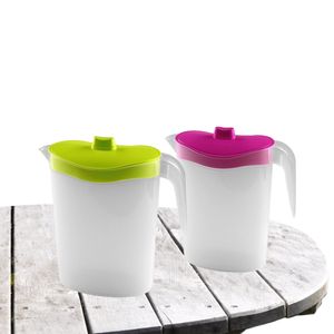 2x stuks waterkan/sapkan/limonadekan karaf deksel 1.5 liter kunststof groen/roze