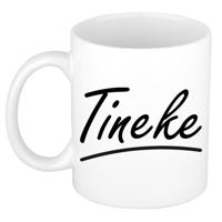 Tineke Naam koffiemok - beker - met sierlijke letters - wit - 300 ml - Cadeau - Dames