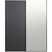 Leen Bakker - Schuifdeurkast Bergamo - Antraciet/spiegel - 221x178,5x66,6 Cm - Spaanplaat - Grijs - 178.5x221x66.6 Cm