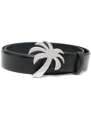 Palm Angels ceinture en cuir à boucle palmier - Noir