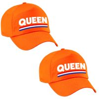 2x stuks queen pet / cap oranje Koningsdag/ EK/ WK