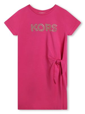 Michael Kors Kids robe courte en coton à logo strassé - Rose