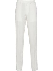 Prada pantalon en soie à logo triangle - Blanc