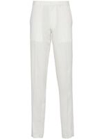 Prada pantalon en soie à logo triangle - Blanc