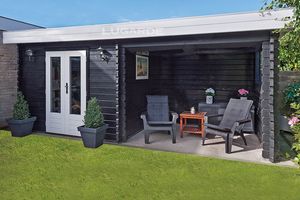 Lugarde Blokhut B9 500x200 cm - 44 mm- Plat dak- Hout- Lugarde
