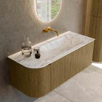 Badmeubel Mondiaz Kurve-Dlux | 115 cm cm | Meubelkleur Dusk | Wastafelkleur Glace | Solid surface | Wasbak rechter zijde spoelbak | Zonder kraangat(en) Badmeubel Mondiaz Kurve-Dlux | 115 cm cm | Meubelkleur Dusk | Wastafelkleur Glace | Solid surface | Wasbak rechter zijde spoelbak | Zonder kraangat(en)