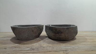 Wasbakken riviersteen set RM250307AB, 41x35x15 cm